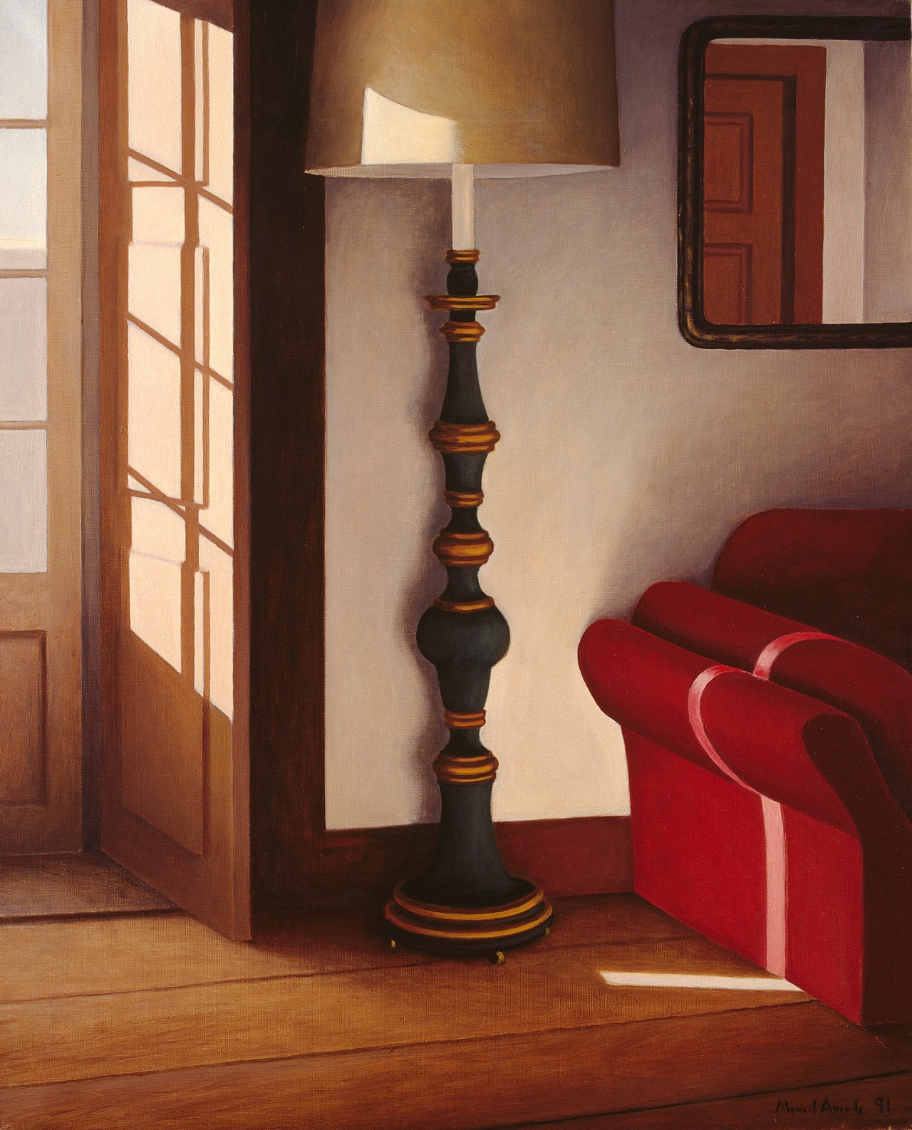 O candeeiro junto ao sofá